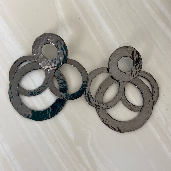 Hammered Pewter Hoops Earrings - Picture 1 of 1